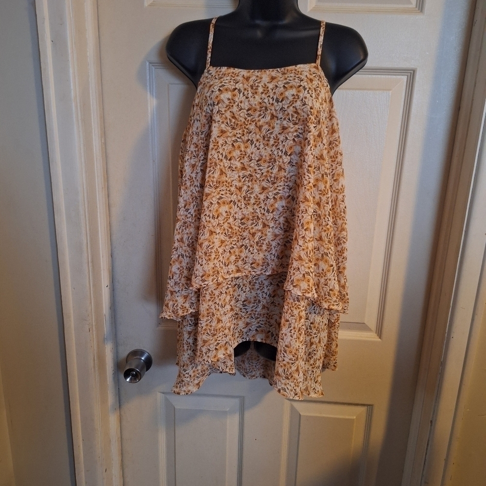 Logo floral layerd medium tank top